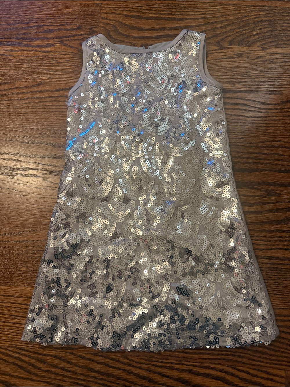 Sparkling Silver Sequin Sleeveless Girls' Party Dress